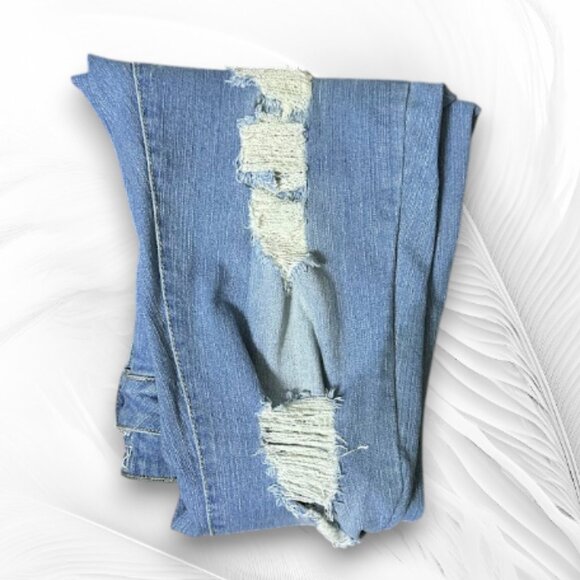 Distressed Skinny Boyfriend Jeans for Women Casual High Waist Stretch Jeans - Picture 6 of 8